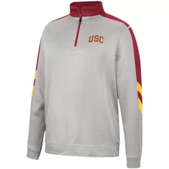 Men's Colosseum Gray/Cardinal USC Trojans Bushwood Fleece Quarter-Zip Jacket -Colosseum shop 5936135 ALT2