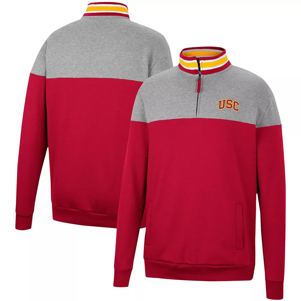 Men's Colosseum Heathered Gray/Cardinal USC Trojans Be the Ball Quarter-Zip Top 1 Men's Colosseum Heathered Gray/Cardinal USC Trojans Be the Ball Quarter-Zip Top