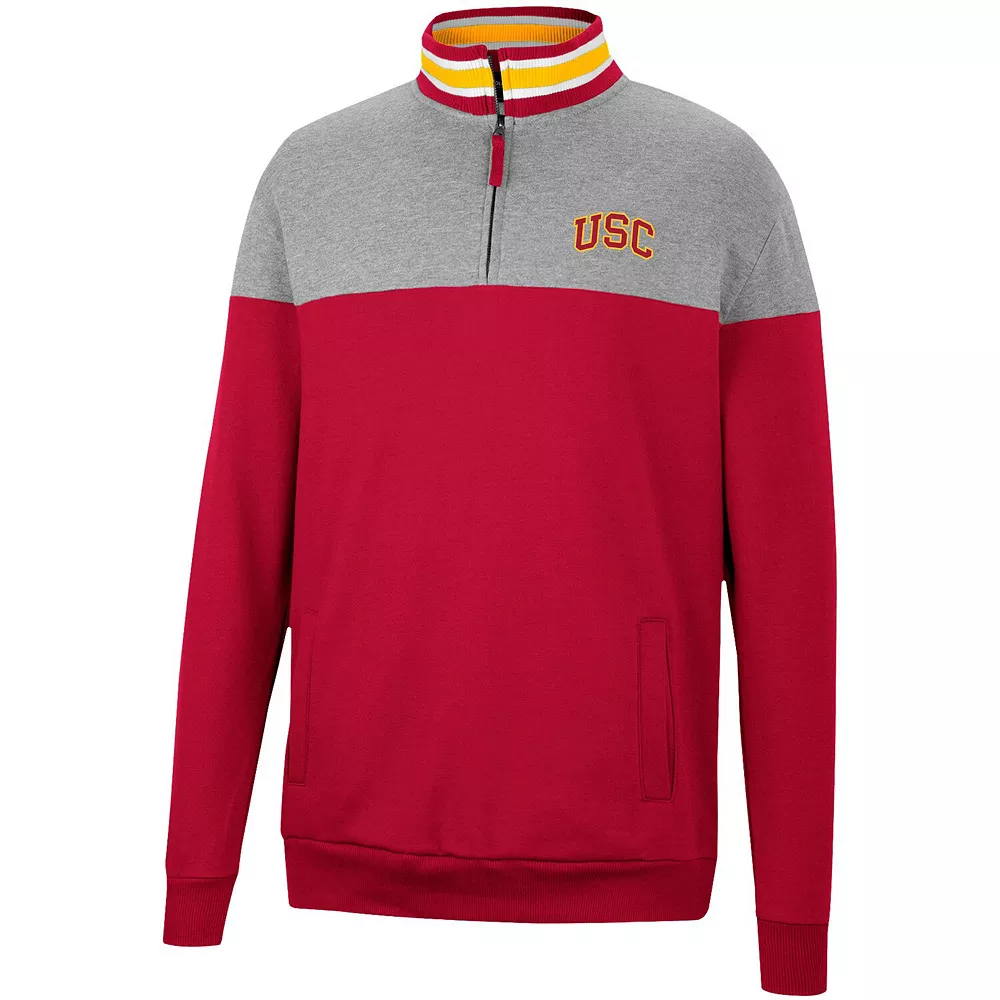 Men's Colosseum Heathered Gray/Cardinal USC Trojans Be the Ball Quarter-Zip Top 3 Men's Colosseum Heathered Gray/Cardinal USC Trojans Be the Ball Quarter-Zip Top - Image 3