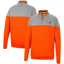 Men's Colosseum Heathered Gray/Orange Miami Hurricanes Be the Ball Quarter-Zip Top -Colosseum shop 5936246 ALT