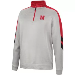 Men's Colosseum Gray/Scarlet Nebraska Huskers Bushwood Fleece Quarter-Zip Jacket -Colosseum shop 5936364 ALT2