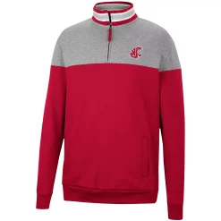 Men's Colosseum Heathered Gray/Cardinal Washington State Cougars Be the Ball Quarter-Zip Top -Colosseum shop 5936435 ALT2