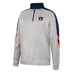 Men's Colosseum Gray/Navy Auburn Tigers Bushwood Fleece Quarter-Zip Jacket -Colosseum shop 5936479 ALT2