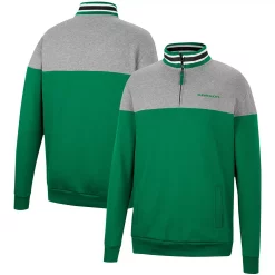 Men's Colosseum Heathered Gray/Green Oregon Ducks Be the Ball Quarter-Zip Top -Colosseum shop 5936747 ALT