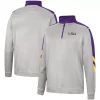 Men's Colosseum Gray/Purple LSU Tigers Bushwood Fleece Quarter-Zip Jacket
