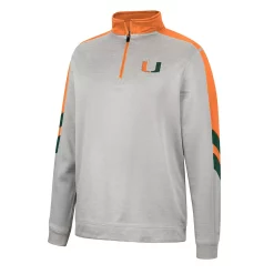 Men's Colosseum Gray/Orange Miami Hurricanes Bushwood Fleece Quarter-Zip Jacket -Colosseum shop 5936927 ALT2