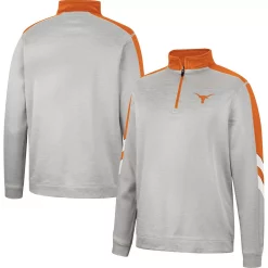 Men's Colosseum Gray/Texas Orange Texas Longhorns Bushwood Fleece Quarter-Zip Jacket