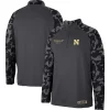 Men's Colosseum Charcoal Nebraska Huskers OHT Military Appreciation Long Range Raglan Quarter-Zip Jacket