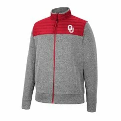 Men's Colosseum Gray/Cardinal Oklahoma Sooners Putter Herringbone Full-Zip Jacket -Colosseum shop 5937076 ALT2