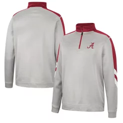 Men's Colosseum Gray/Crimson Alabama Crimson Tide Bushwood Fleece Quarter-Zip Jacket