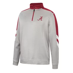 Men's Colosseum Gray/Crimson Alabama Crimson Tide Bushwood Fleece Quarter-Zip Jacket -Colosseum shop 5937264 ALT2