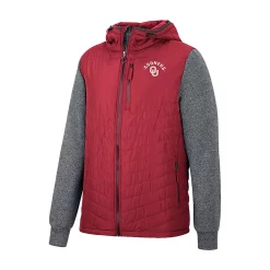Men's Colosseum Crimson/Charcoal Oklahoma Sooners Course Herringbone Full-Zip Hoodie -Colosseum shop 5937290 ALT2