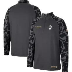 Men's Colosseum Charcoal Indiana Hoosiers Long Range Raglan Quarter-Zip Jacket