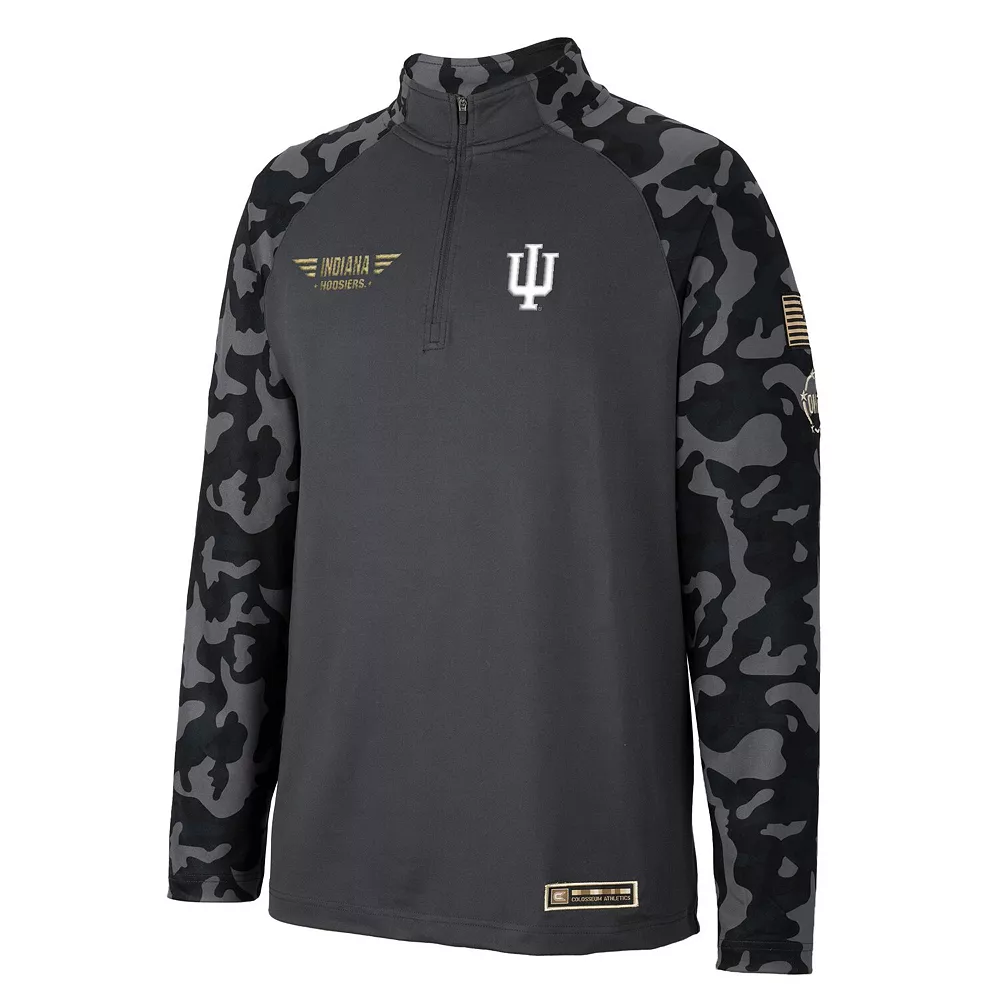 Men's Colosseum Charcoal Indiana Hoosiers Long Range Raglan Quarter-Zip Jacket 3 Men's Colosseum Charcoal Indiana Hoosiers Long Range Raglan Quarter-Zip Jacket - Image 3