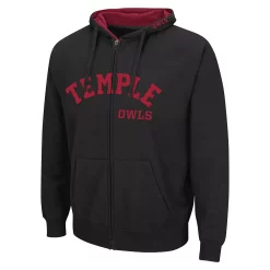 Men's Colosseum Black Temple Owls Arch & Team Logo 3.0 Full-Zip Hoodie -Colosseum shop 5937411 ALT2