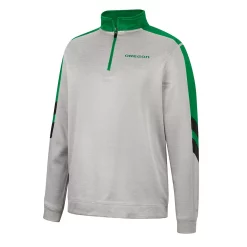 Men's Colosseum Gray/Green Oregon Ducks Bushwood Fleece Quarter-Zip Jacket -Colosseum shop 5937984 ALT2