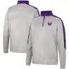 Men's Colosseum Gray/Purple Washington Huskies Bushwood Fleece Quarter-Zip Jacket