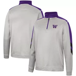Men's Colosseum Gray/Purple Washington Huskies Bushwood Fleece Quarter-Zip Jacket
