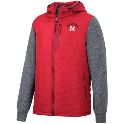 Men's Colosseum Scarlet/Charcoal Nebraska Huskers Course Herringbone Full-Zip Hoodie -Colosseum shop 5938208 ALT2
