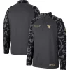 Men's Colosseum Charcoal West Virginia Mountaineers Long Range Raglan Quarter-Zip Jacket