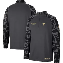Men's Colosseum Charcoal Texas Longhorns Long Range Raglan Quarter-Zip Jacket