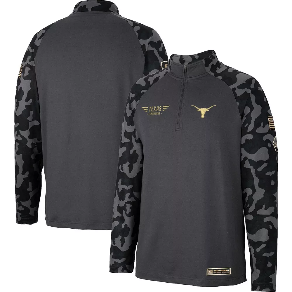 Men's Colosseum Charcoal Texas Longhorns Long Range Raglan Quarter-Zip Jacket 2 Men's Colosseum Charcoal Texas Longhorns Long Range Raglan Quarter-Zip Jacket - Image 2