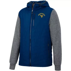 Men's Colosseum Navy West Virginia Mountaineers Course Herringbone Full-Zip Hoodie -Colosseum shop 5950641 ALT2
