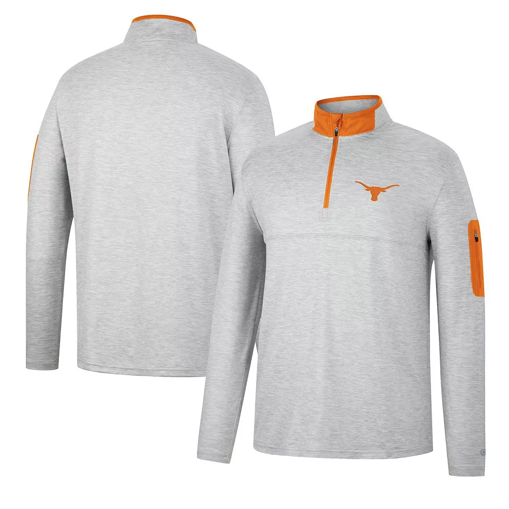 Men's Colosseum Heathered Gray/Texas Orange Texas Longhorns Country Club Windshirt Quarter-Zip Jacket 1 Men's Colosseum Heathered Gray/Texas Orange Texas Longhorns Country Club Windshirt Quarter-Zip Jacket