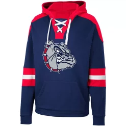 Men's Colosseum Navy Gonzaga Bulldogs Lace-Up 4.0 Pullover Hoodie -Colosseum shop 5951202 ALT2