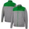 Men's Colosseum Charcoal/Green Oregon Ducks Putter Herringbone Full-Zip Jacket