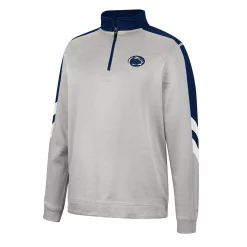 Men's Colosseum Gray/Navy Penn State Nittany Lions Bushwood Fleece Quarter-Zip Jacket -Colosseum shop 5951420 ALT2