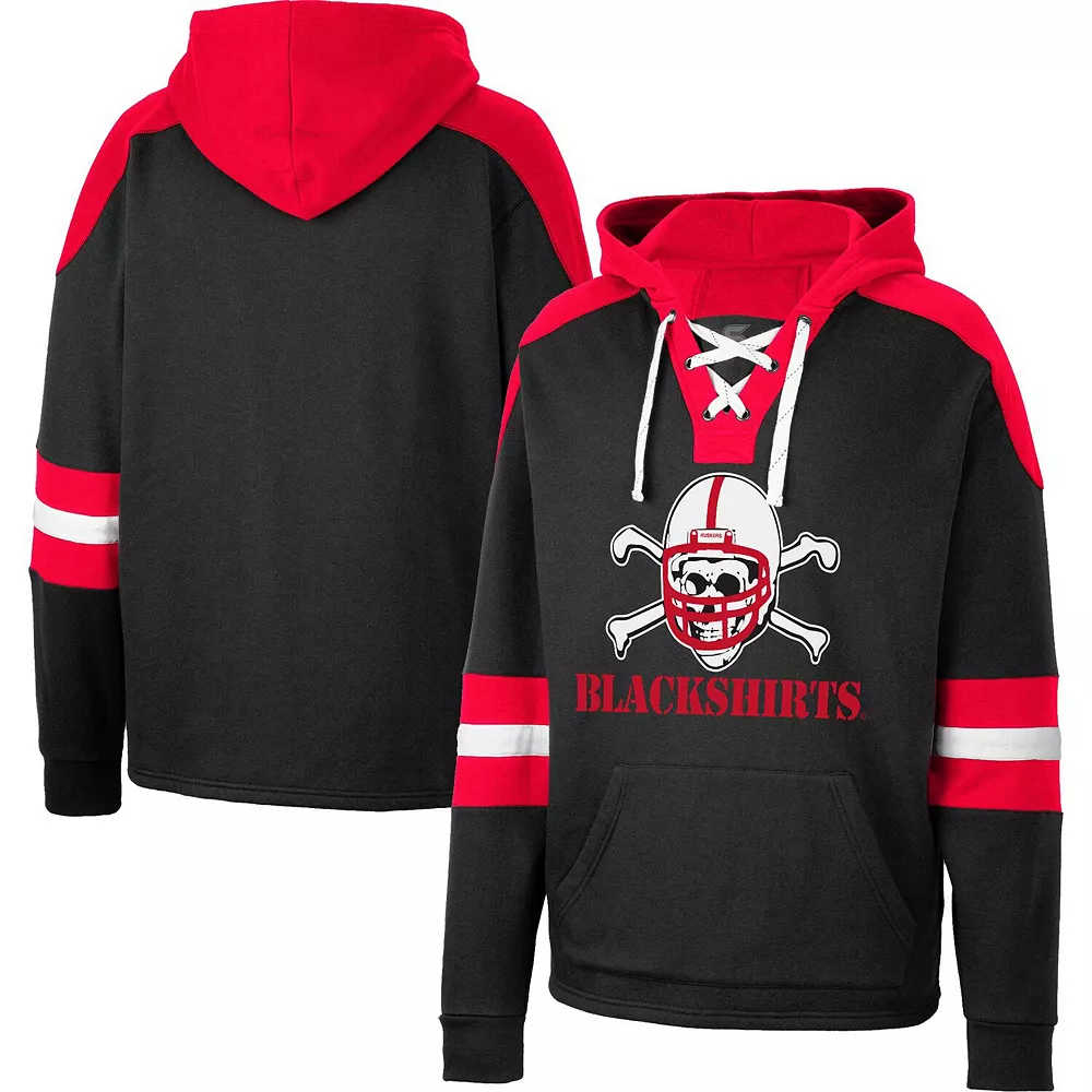 Men's Colosseum Black Nebraska Huskers Lace-Up 4.0 Pullover Hoodie 2 Men's Colosseum Black Nebraska Huskers Lace-Up 4.0 Pullover Hoodie - Image 2