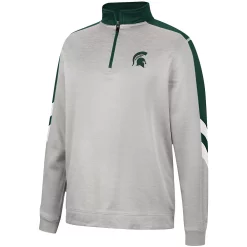 Men's Colosseum Gray/Green Michigan State Spartans Bushwood Fleece Quarter-Zip Jacket -Colosseum shop 5951537 ALT2
