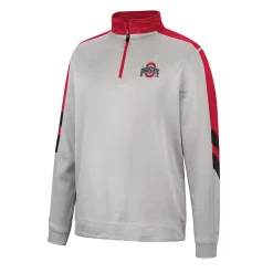 Men's Colosseum Gray/Scarlet Ohio State Buckeyes Bushwood Fleece Quarter-Zip Jacket -Colosseum shop 5951566 ALT2