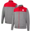 Men's Colosseum Charcoal/Scarlet Nebraska Huskers Putter Herringbone Full-Zip Jacket