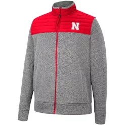 Men's Colosseum Charcoal/Scarlet Nebraska Huskers Putter Herringbone Full-Zip Jacket -Colosseum shop 5951696 ALT2