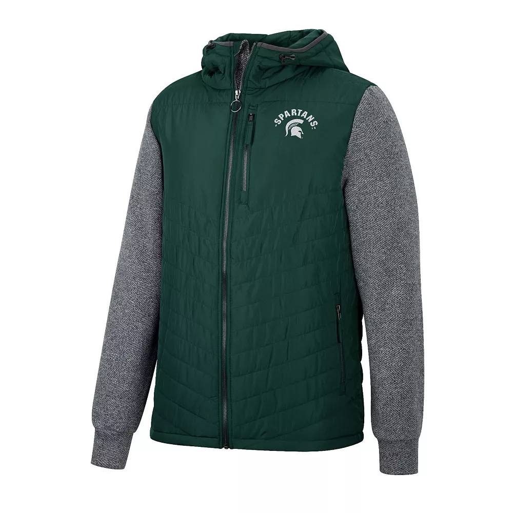 Men's Colosseum Green Michigan State Spartans Course Herringbone Full-Zip Hoodie 3 Men's Colosseum Green Michigan State Spartans Course Herringbone Full-Zip Hoodie - Image 3