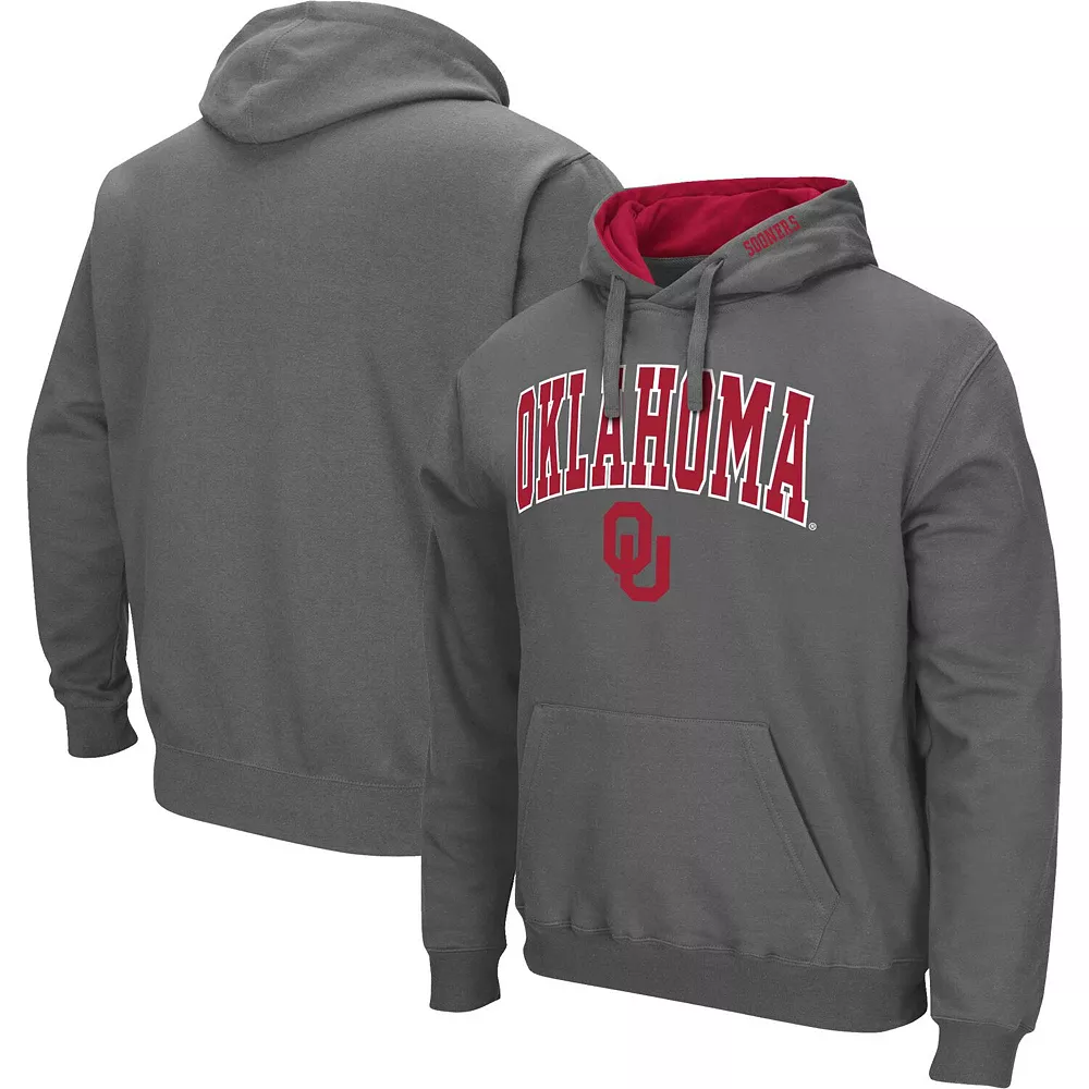 Men's Colosseum Charcoal Oklahoma Sooners Arch & Team Logo 3.0 Pullover Hoodie 1 Men's Colosseum Charcoal Oklahoma Sooners Arch & Team Logo 3.0 Pullover Hoodie