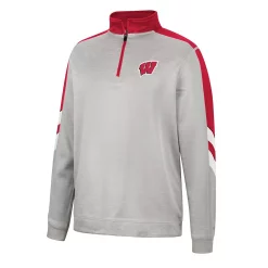 Men's Colosseum Gray/Red Wisconsin Badgers Bushwood Fleece Quarter-Zip Jacket -Colosseum shop 5953115 ALT2