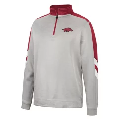 Men's Colosseum Gray/Cardinal Arkansas Razorbacks Bushwood Fleece Quarter-Zip Jacket -Colosseum shop 5953330 ALT2