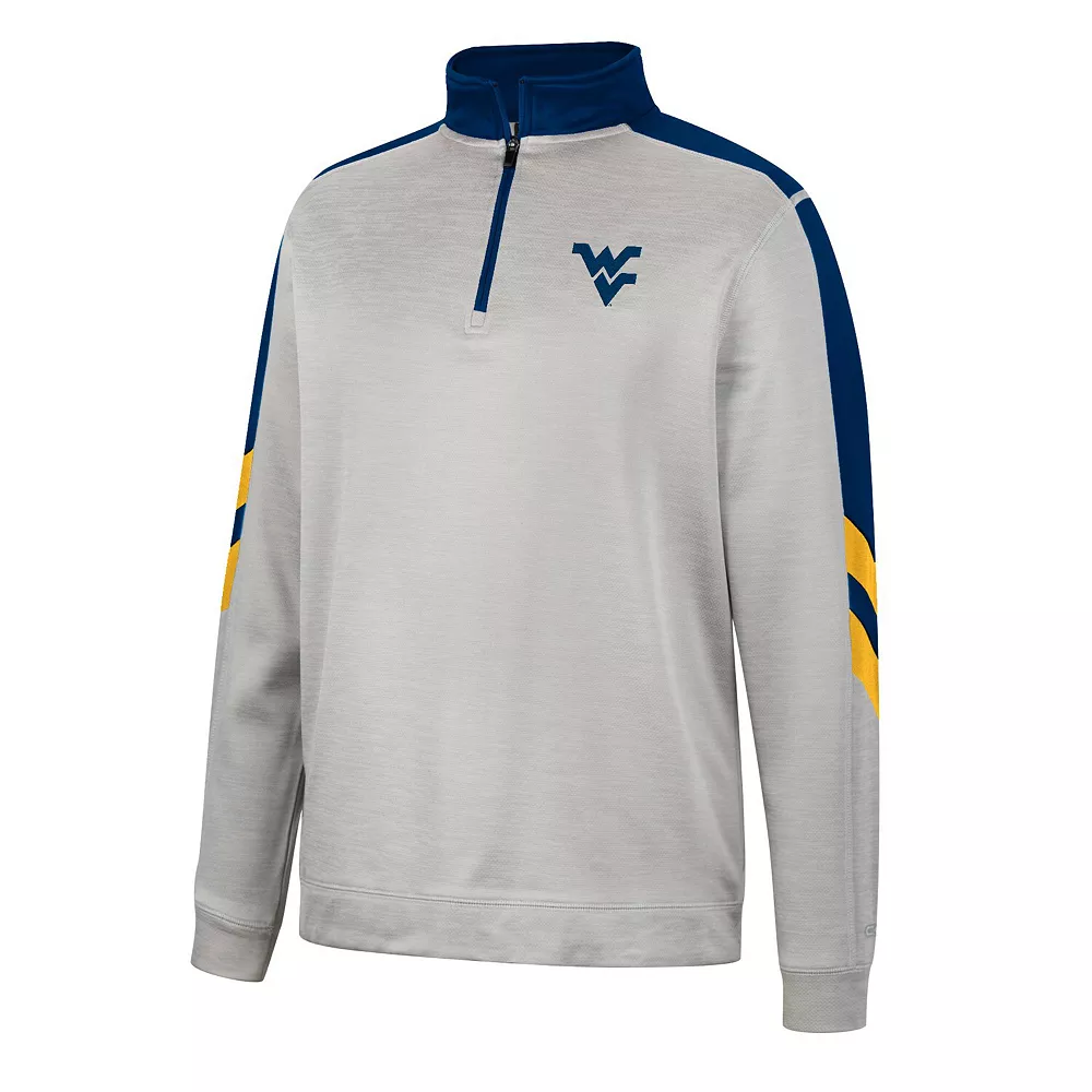 Men's Colosseum Gray/Navy West Virginia Mountaineers Bushwood Fleece Quarter-Zip Jacket 3 Men's Colosseum Gray/Navy West Virginia Mountaineers Bushwood Fleece Quarter-Zip Jacket - Image 3