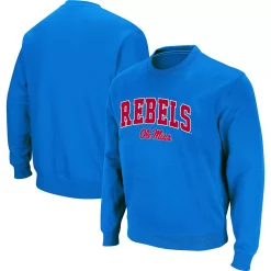 Men's Colosseum Powder Blue Ole Miss Rebels Arch & Logo Pullover Sweatshirt