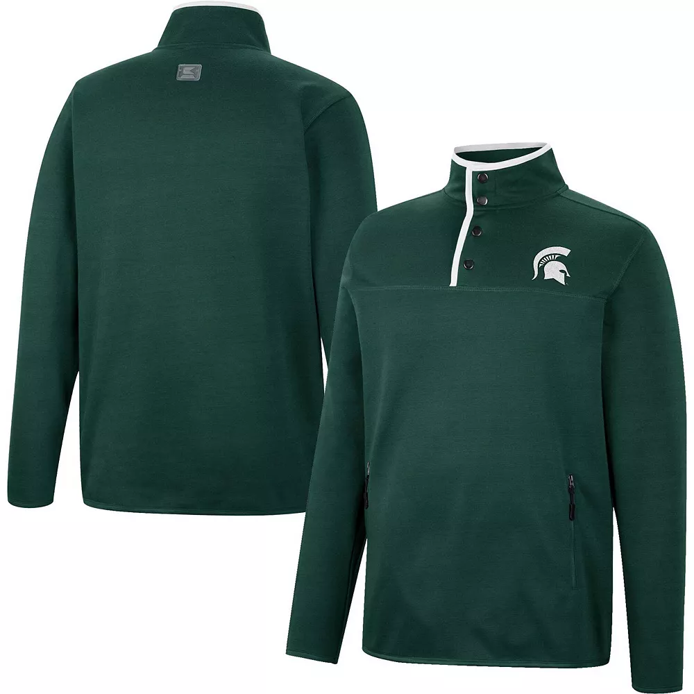 Men's Colosseum Green Michigan State Spartans Rebound Quarter-Snap Jacket 2 Men's Colosseum Green Michigan State Spartans Rebound Quarter-Snap Jacket - Image 2