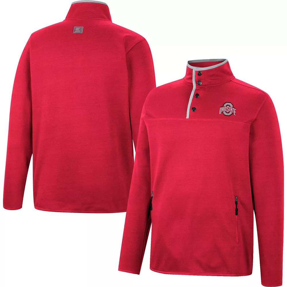 Men's Colosseum Scarlet Ohio State Buckeyes Rebound Quarter-Snap Jacket 1 Men's Colosseum Scarlet Ohio State Buckeyes Rebound Quarter-Snap Jacket