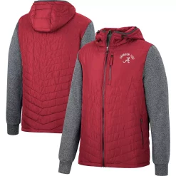 Men's Colosseum Crimson/Charcoal Alabama Crimson Tide Course Herringbone Full-Zip Hoodie