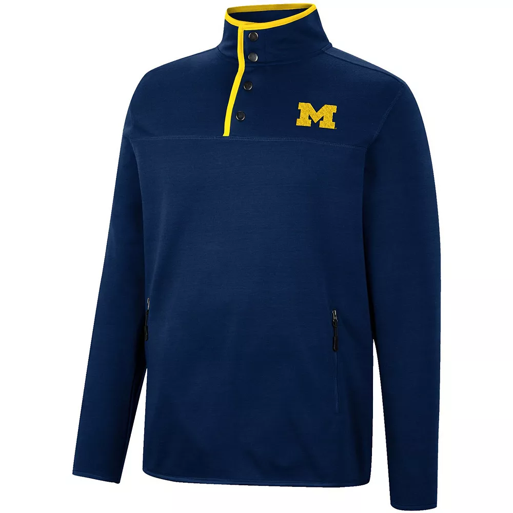 Men's Colosseum Navy Michigan Wolverines Rebound Quarter-Snap Jacket 3 Men's Colosseum Navy Michigan Wolverines Rebound Quarter-Snap Jacket - Image 3