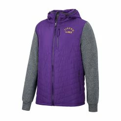 Men's Colosseum Purple/Charcoal LSU Tigers Course Herringbone Full-Zip Hoodie -Colosseum shop 5970333 ALT2