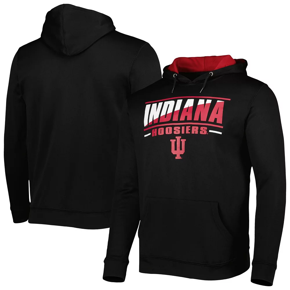 Men's Colosseum Black Indiana Hoosiers Slash Stack 2.0 Pullover Hoodie 1 Men's Colosseum Black Indiana Hoosiers Slash Stack 2.0 Pullover Hoodie