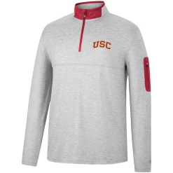 Men's Colosseum Heathered Gray/Cardinal USC Trojans Country Club Windshirt Quarter-Zip Jacket -Colosseum shop 5980640 ALT2