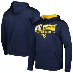 Men's Colosseum Navy West Virginia Mountaineers Slash Stack 2.0 Pullover Hoodie